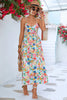 Harvest Sunshine Floral Backless Slit Midi Dress