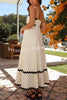 Bayside Beauty Wave Trim Patchwork Back Smocked Suspender Maxi Dress