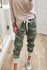 Casual Camouflage Print Draw String Capris Patchwork Bottoms