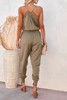 Lace V neck Pockets Jogger Jumpsuits