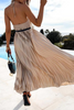 Pleated Halter Neck Backless Maxi Dress
