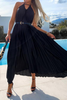 Pleated Halter Neck Backless Maxi Dress