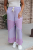Patchwork Drawstring Wide Leg Pants