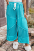 Patchwork Drawstring Wide Leg Pants