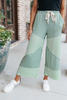 Patchwork Drawstring Wide Leg Pants