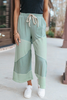 Patchwork Drawstring Wide Leg Pants