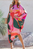 Casual Print Patchwork One Shoulder Straight Dresses