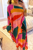 Casual Print Patchwork One Shoulder Straight Dresses