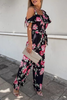 Floral Ruffles One Shoulder Belted Jumpsuits