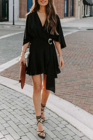 Ruffle V Neck Wrap Romper