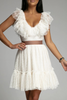 Dot Mesh V Neck Cake Skirt Dresses