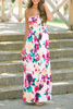 Print Strapless Pockets Maxi Dress