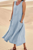 Casual Solid Patchwork U Neck Straight Dresses