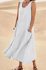 Casual Solid Patchwork U Neck Straight Dresses