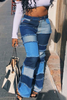 Casual Patchwork Tear High Waist Boot Cut Denim Jeans