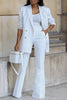 Casual Solid Patchwork Buttons Turn-back Collar Long Sleeve Two Pieces
