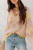 Casual Sweet Color Lump Contrast O Neck Sweaters