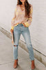 Casual Sweet Color Lump Contrast O Neck Sweaters