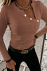 Casual Solid Buttons O Neck Tops