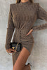 Elegant Solid Fold Half A Turtleneck A Line Dresses(3 Colors)