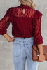 Sexy Elegant Solid Lace Hollowed Out Half A Turtleneck Tops(3 Colors)