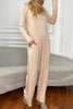 Casual Solid Patchwork Hooded Collar Straight Jumpsuits