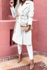 Elegant College Solid With Belt V Neck Outerwear