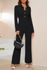 Casual Solid Buttons Turndown Collar Regular Jumpsuits(4 Colors)