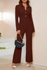 Casual Solid Buttons Turndown Collar Regular Jumpsuits(4 Colors)