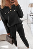 Casual Buckle Solid Color V Neck Long Sleeve Two Pieces(3 Colors)