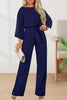 Casual With Belt Solid Color O Neck Straight Jumpsuits(3 Colors)