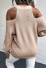 Casual Buckle Solid Color V Neck Sweaters(4 Colors)