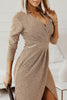 Sweet Elegant Solid Bronzing Sequins V Neck One Step Skirt Dresses(3 Colors)