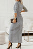 Sweet Elegant Solid Bronzing Sequins V Neck One Step Skirt Dresses(3 Colors)