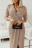 Sweet Elegant Solid Bronzing Sequins V Neck One Step Skirt Dresses(3 Colors)