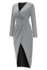 Sweet Elegant Solid Bronzing Sequins V Neck One Step Skirt Dresses(3 Colors)