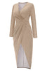 Sweet Elegant Solid Bronzing Sequins V Neck One Step Skirt Dresses(3 Colors)