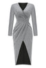 Sweet Elegant Solid Bronzing Sequins V Neck One Step Skirt Dresses(3 Colors)
