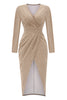 Sweet Elegant Solid Bronzing Sequins V Neck One Step Skirt Dresses(3 Colors)