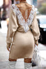 Elegant Patchwork Lace Frenulum V Neck A Line Dresses(6 Colors)