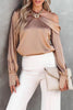 Casual Elegant Patch Solid Color Oblique Collar Blouses