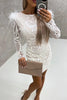 Celebrities Elegant Patchwork Embroidery Sequins O Neck Wrapped Skirt Dresses(3 Colors)