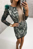 Celebrities Elegant Patchwork Embroidery Sequins O Neck Wrapped Skirt Dresses(3 Colors)