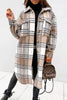 Vintage Elegant Plaid Buckle Turndown Collar Outerwear