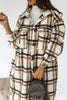 Vintage Elegant Plaid Buckle Turndown Collar Outerwear