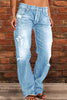 Casual Street Patchwork Ripped Straight Denim Jeans