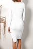 Elegant Print Solid Solid Color O Neck One Step Skirt Dresses