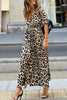 Casual Leopard Buttons V Neck A Line Dresses