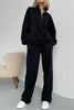 Casual Solid Zipper Turndown Collar Long Sleeve Two Pieces