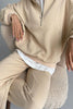 Casual Solid Zipper Turndown Collar Long Sleeve Two Pieces